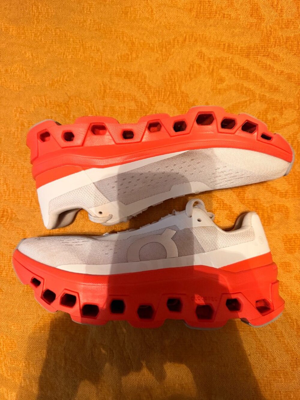On Running Women's White and Coral Cloud Athletic Sneakers - Picture 3 of 6